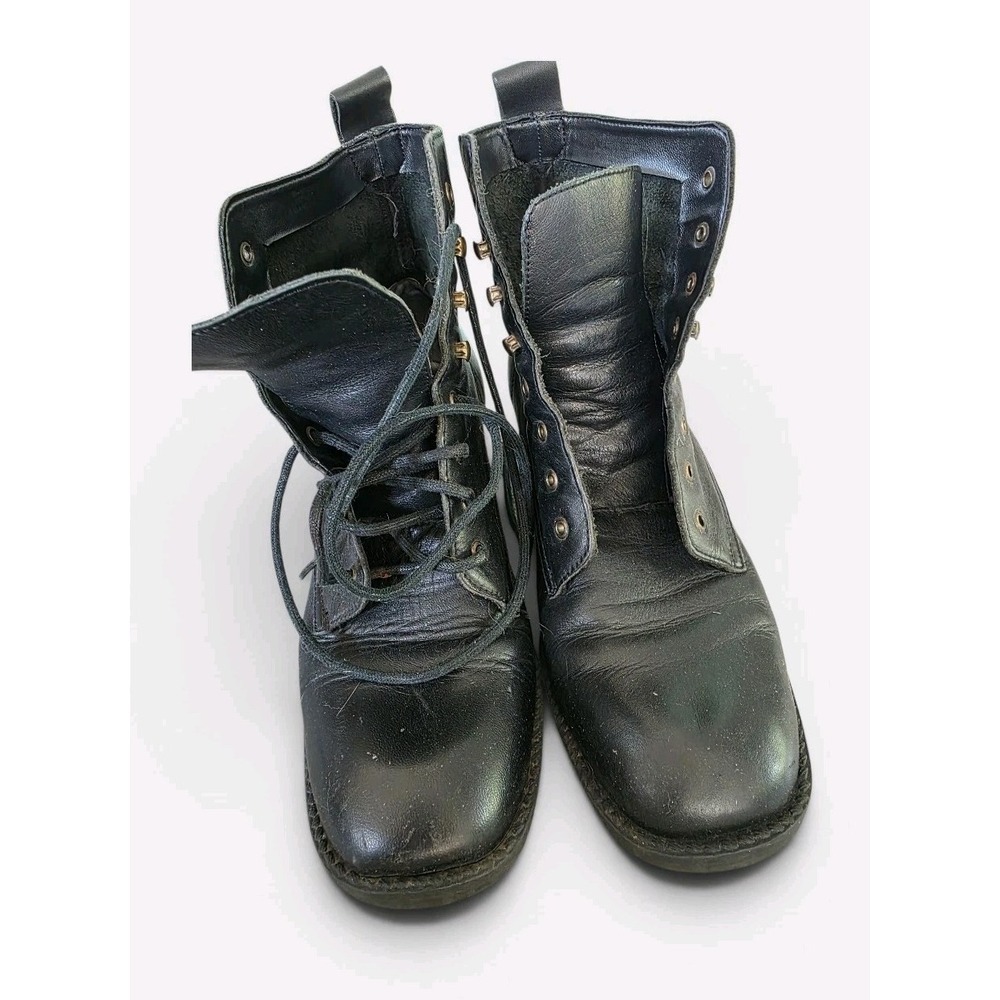 Vintage 90s Westies Black Leather Lace Up Ankle Boots Size 8.5 Whimsigoth